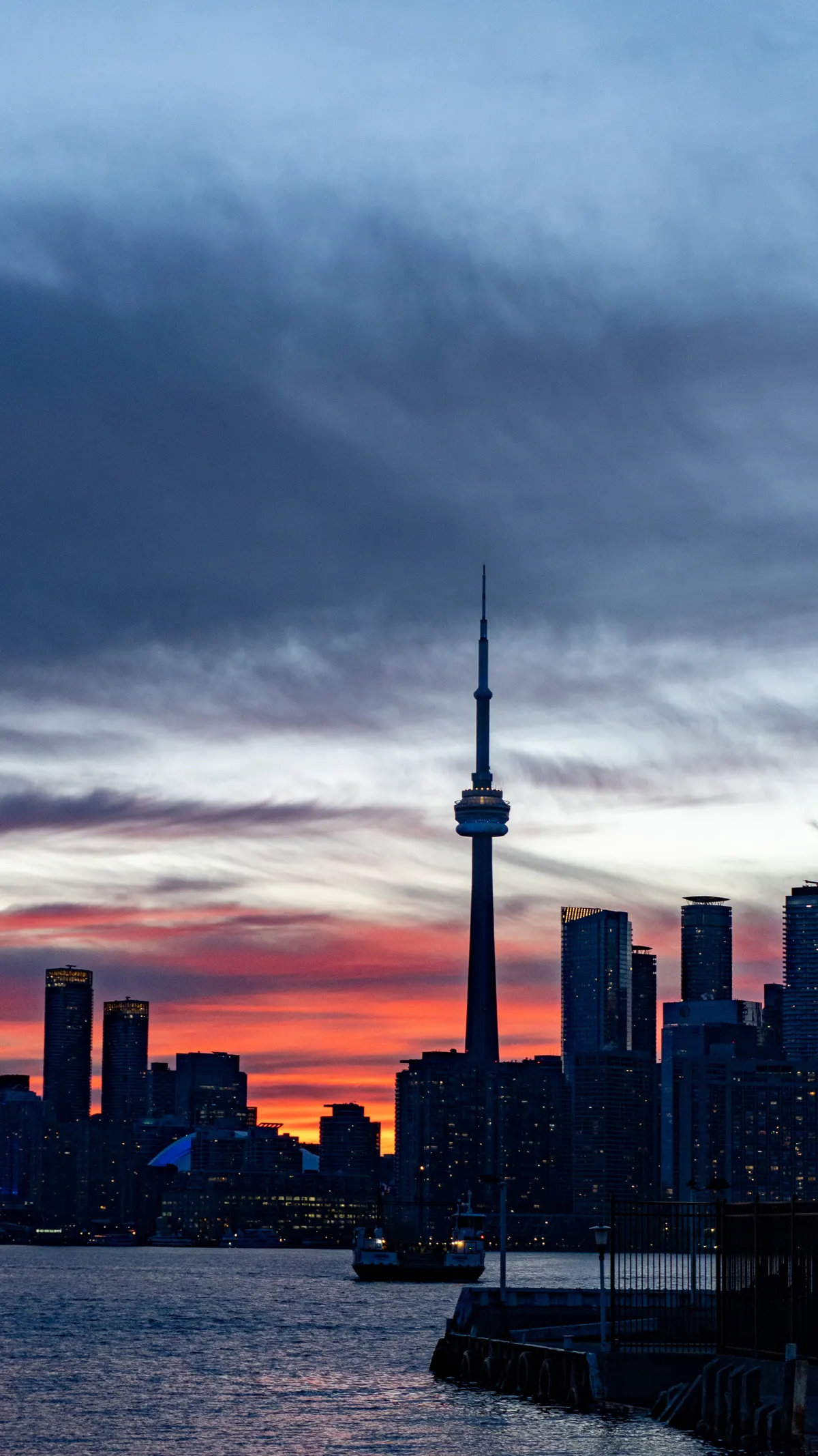 Toronto skyline at sunset in portrait orientation